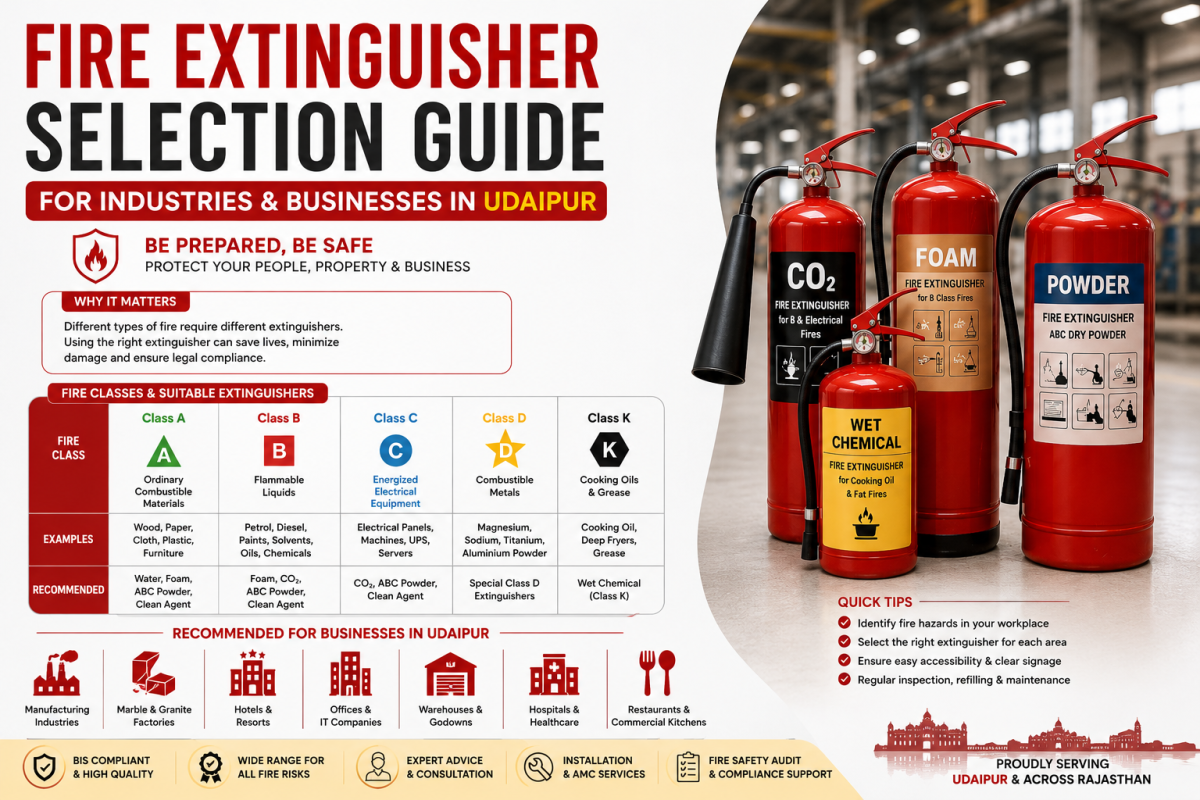 Fire Extinguisher Selection Guide for Industries & Businesses in Udaipur
